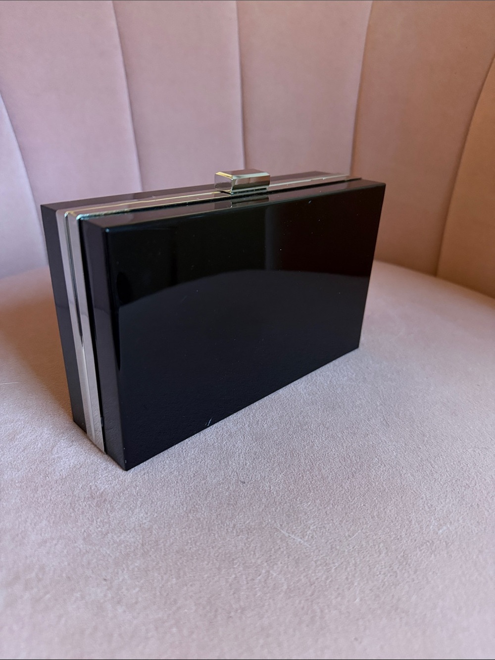 Rachel Zoe Classic Black Hardcase Evening Clutch